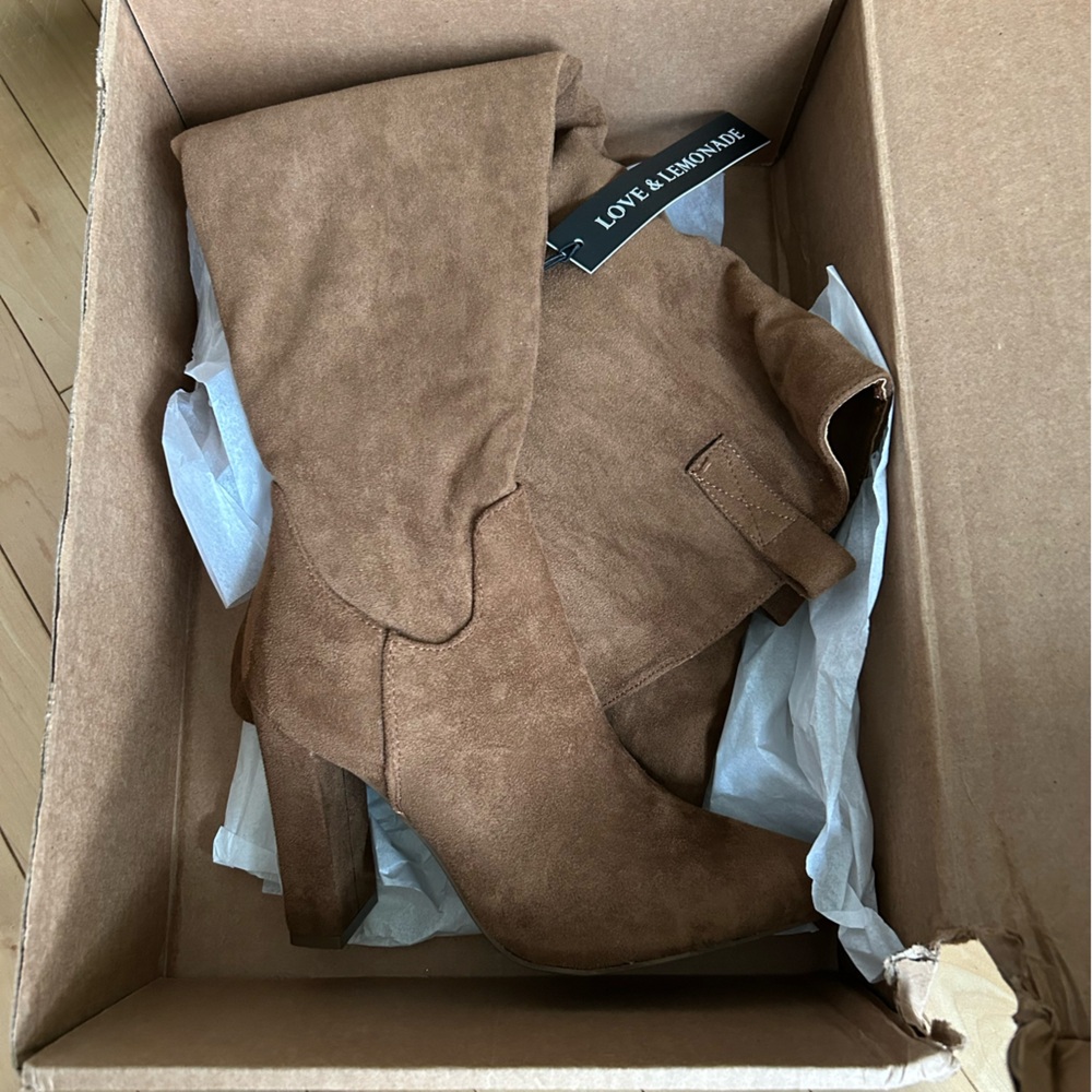 Suede thigh high boots size 7